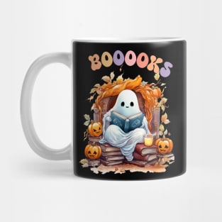 Funny Halloween Cute Ghost Book Reading School Teacher Mug